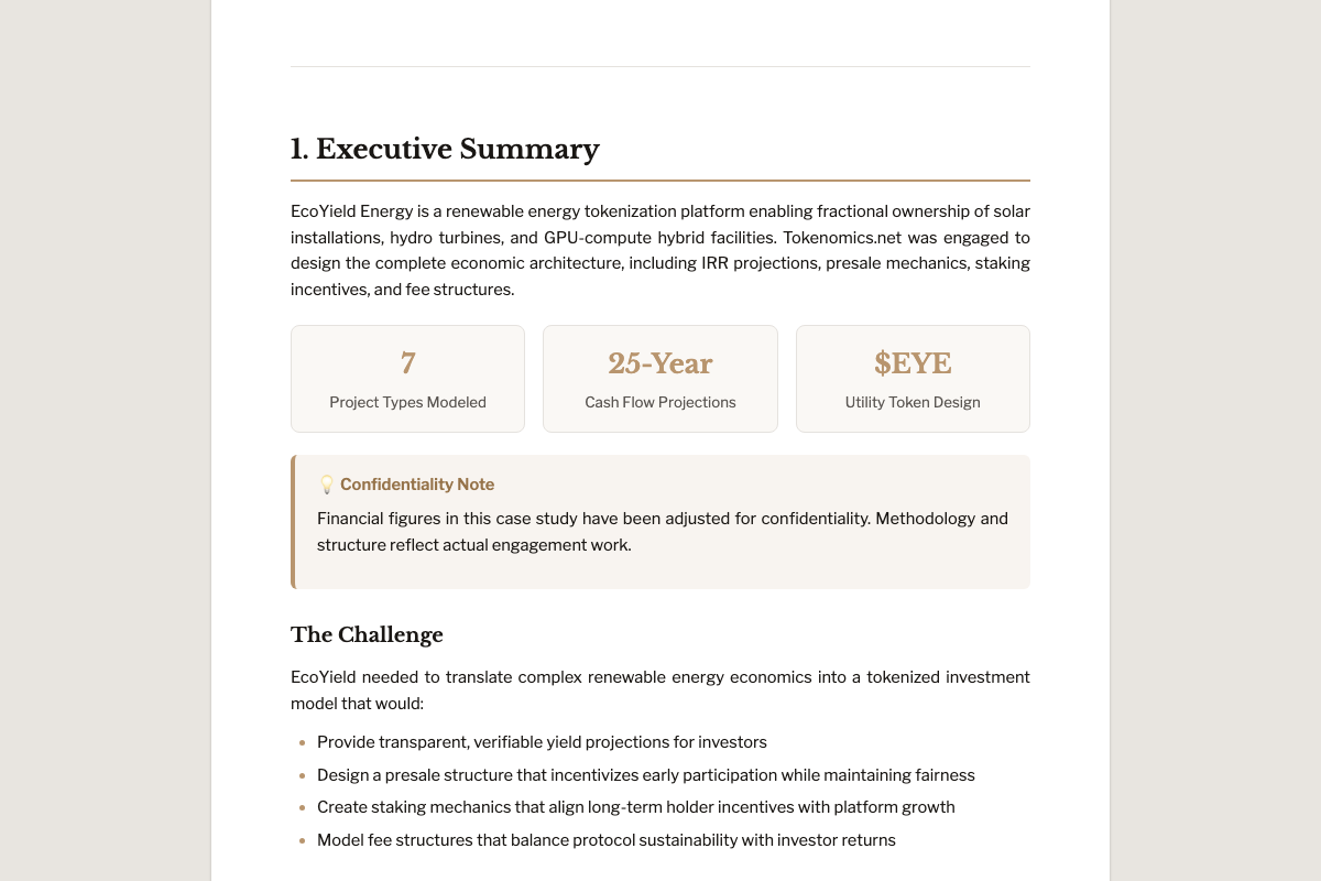 EcoYield engagement deliverables overview
